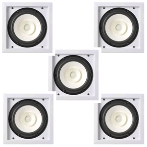 5 x KEF In-Wall Ci130.2FS Speakers - Square - White